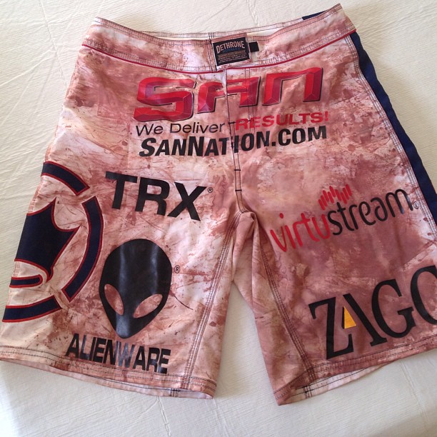 These started as white... I wonder what could have happened to them?  fight shorts