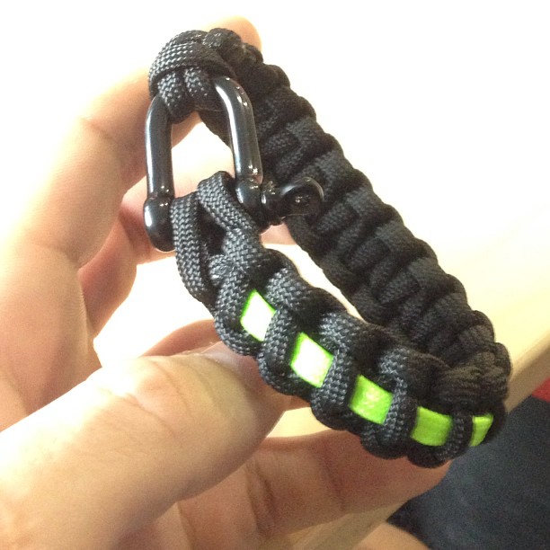 Thanks to @CarynCam for the Zombie Apocalypse paracord bracelet she sent to @lauzonmma!